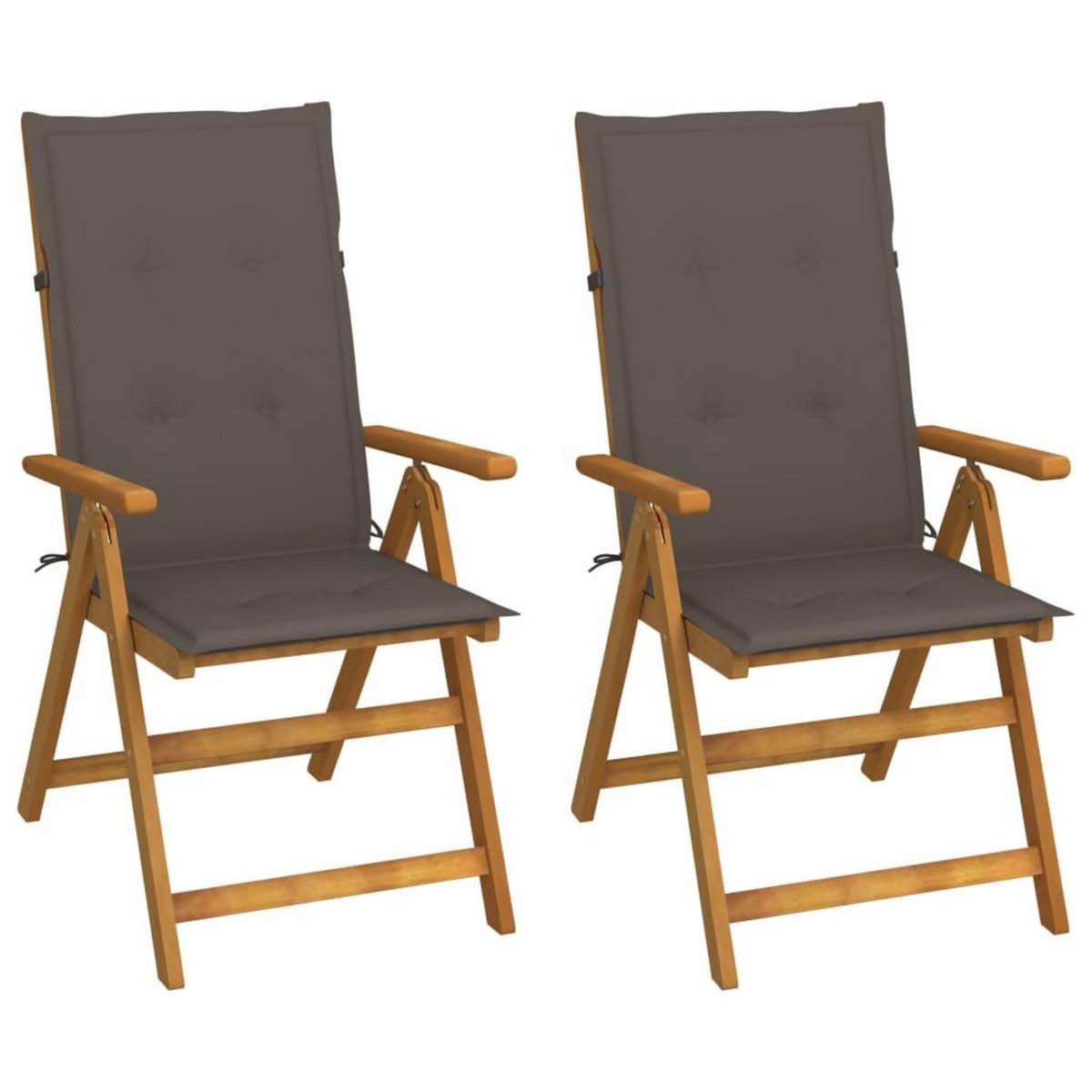 VIDAXL Chaises inclinables de jardin lot de 2 et coussins Bois acacia