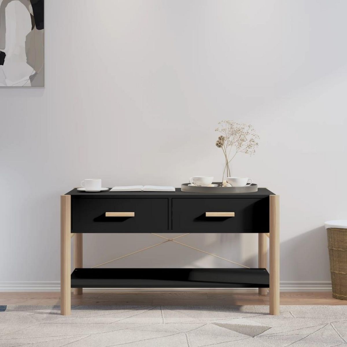 VIDAXL Table basse Noir 82x48x45 cm Bois d'ingenierie