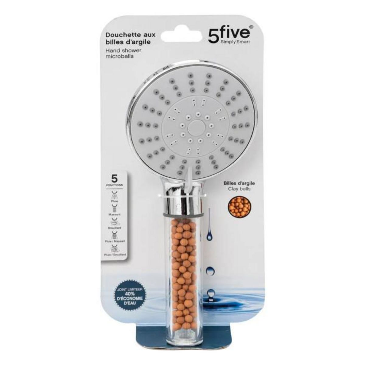 FIVE Douchette 5 Fonctions  Billes  11cm Transparent