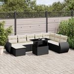 VIDAXL Salon de jardin 9 pcs avec coussins noir resine tressee