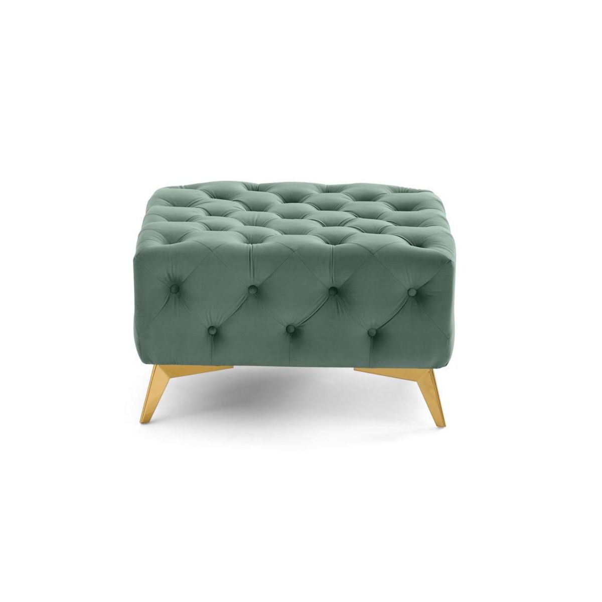 LISA DESIGN Camden - pouf chesterfield en velours - pieds en métal doré