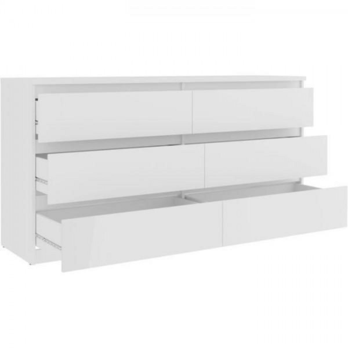 MARKET24 Commode CHELSEA 6 Tiroirs - Couleur blanc mat - L 154 x P 42,2 x H 79,9 cm