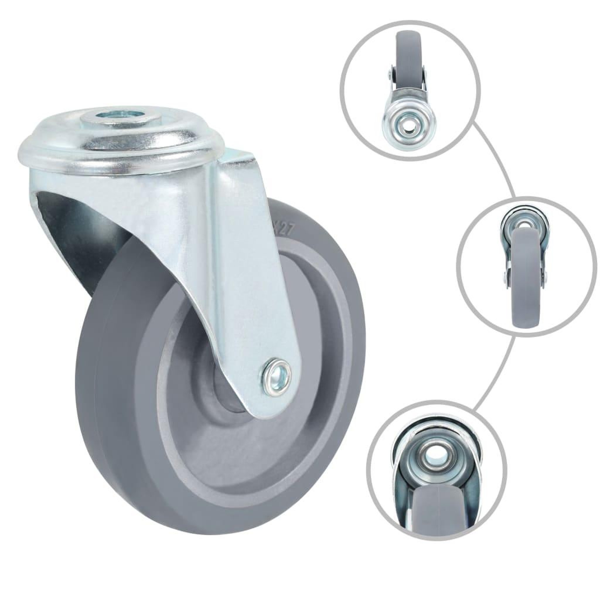 Voir la diapositive 2 : VIDAXL 4 pcs Roulettes pivotantes a trou de boulon 100 mm