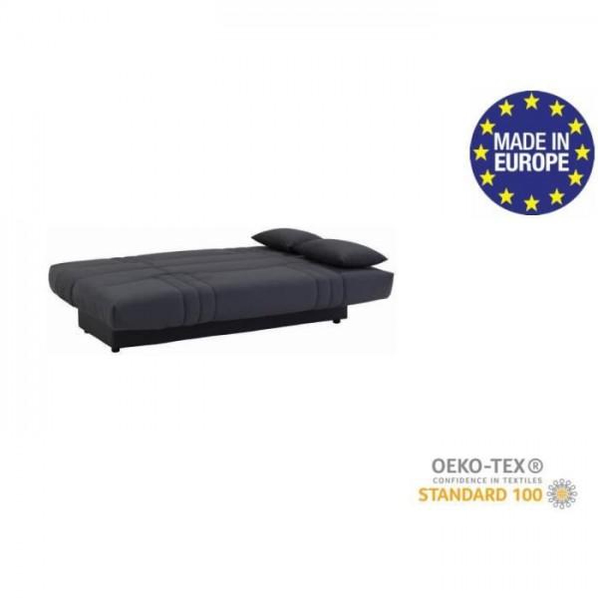 Voir la diapositive 3 : MARKET24 Banquette clic clac 3 places - tissu gris anthracite - l 190 x p 92 cm - dream - style contemporain