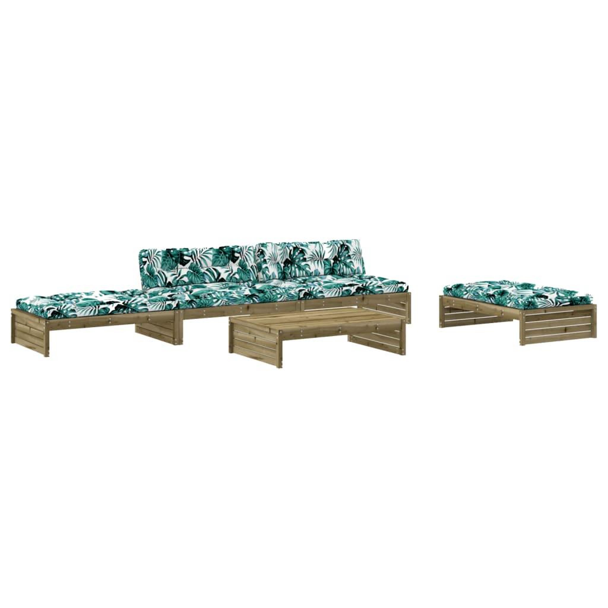 Voir la diapositive 2 : VIDAXL Salon de jardin 5 pcs avec coussins bois de pin impregne