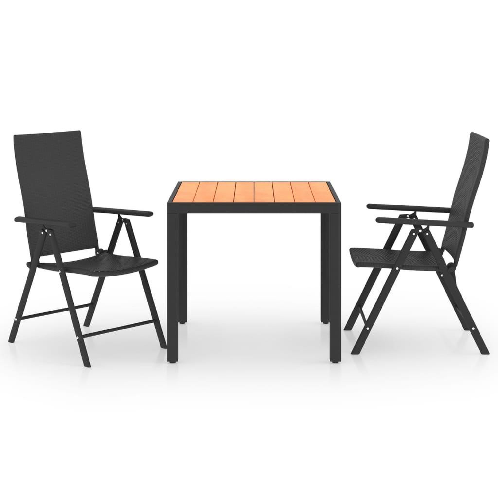 Voir la diapositive 2 : VIDAXL Ensemble a manger de jardin 3 pcs noir et marron