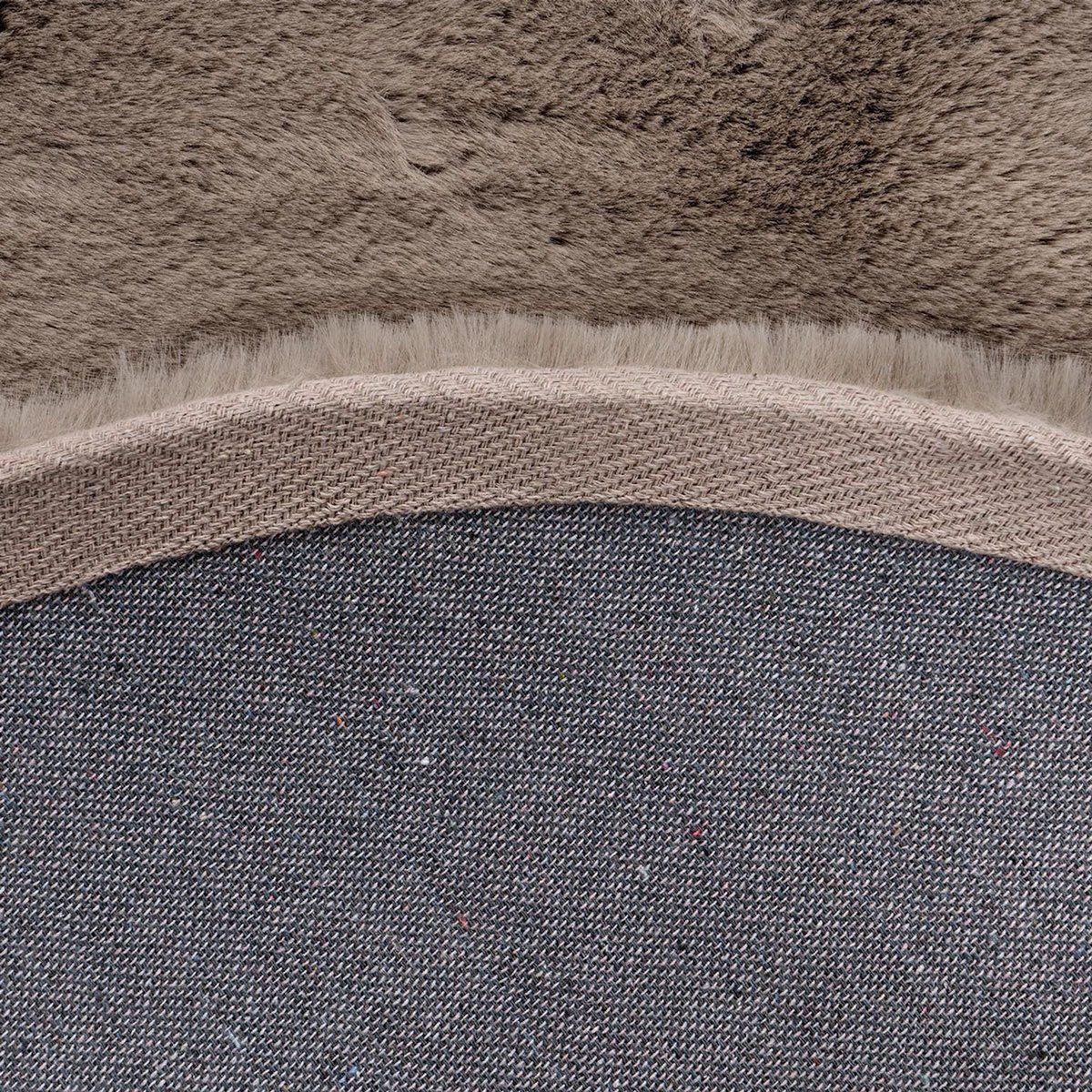 Paris Prix Tapis Uni Rond Doux à Poils Longs  Rabbit  Taupe