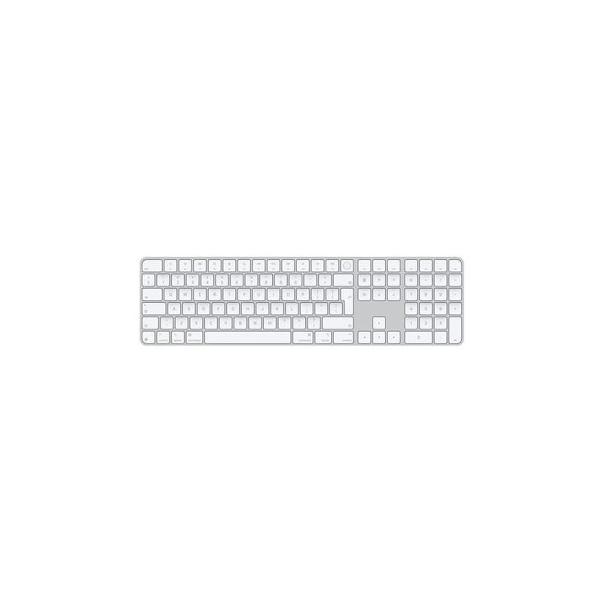 APPLE Apple Magic Keyboard with Touch ID and Numeric Keypad Clavier USB C sans fil Bluetooth QWERTY Anglais international clés blanc