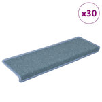 VIDAXL Tapis d'escalier 30 pcs 65x21x4 cm bleu