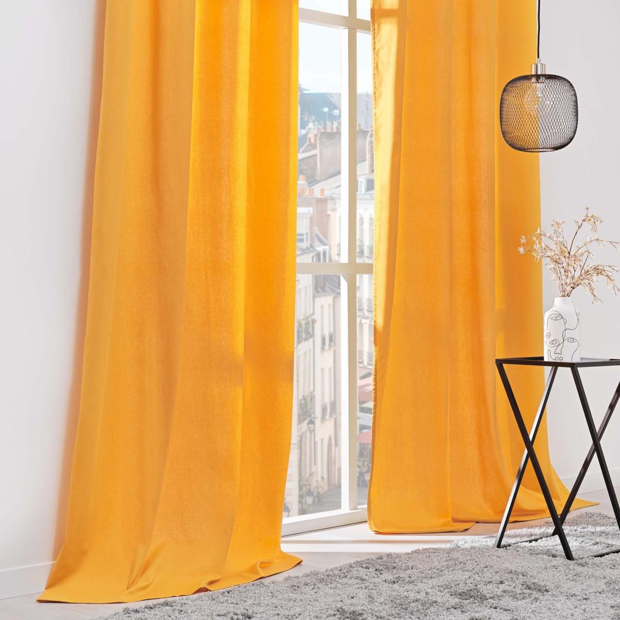 Voir la diapositive 4 : Douceur d'Intérieur Rideau à œillets  twily  135x260cm jaune