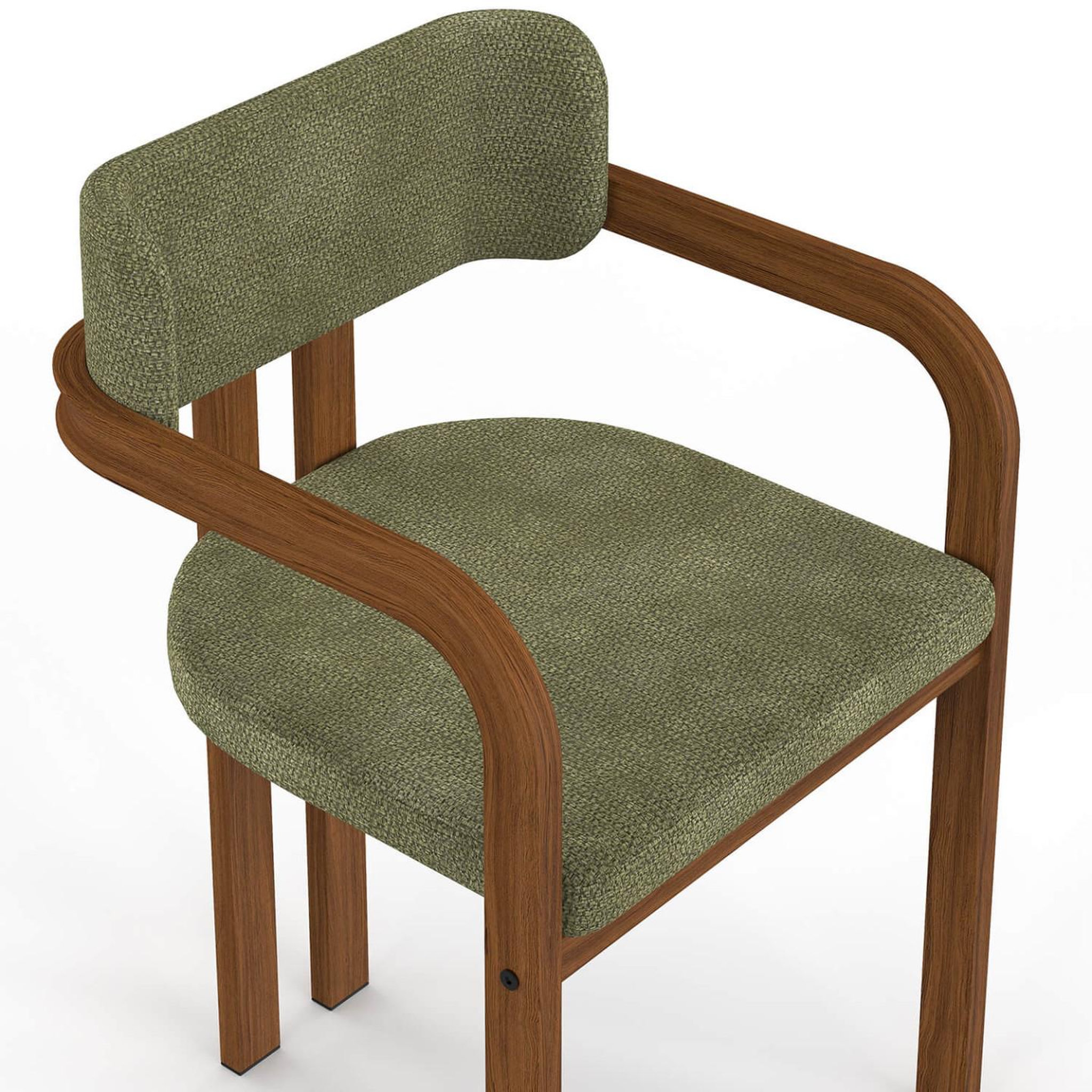 Voir la diapositive 6 : ID MARKET Lot de 4 chaises de salle à manger, fauteuils de table esma en métal effet noyer et tissu chenille vert avec accoudoirs