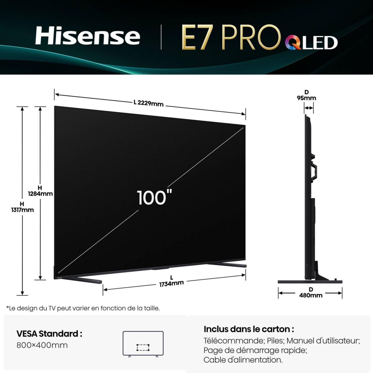 Hisense TV QLED 100E7Q PRO 2025 (253cm)