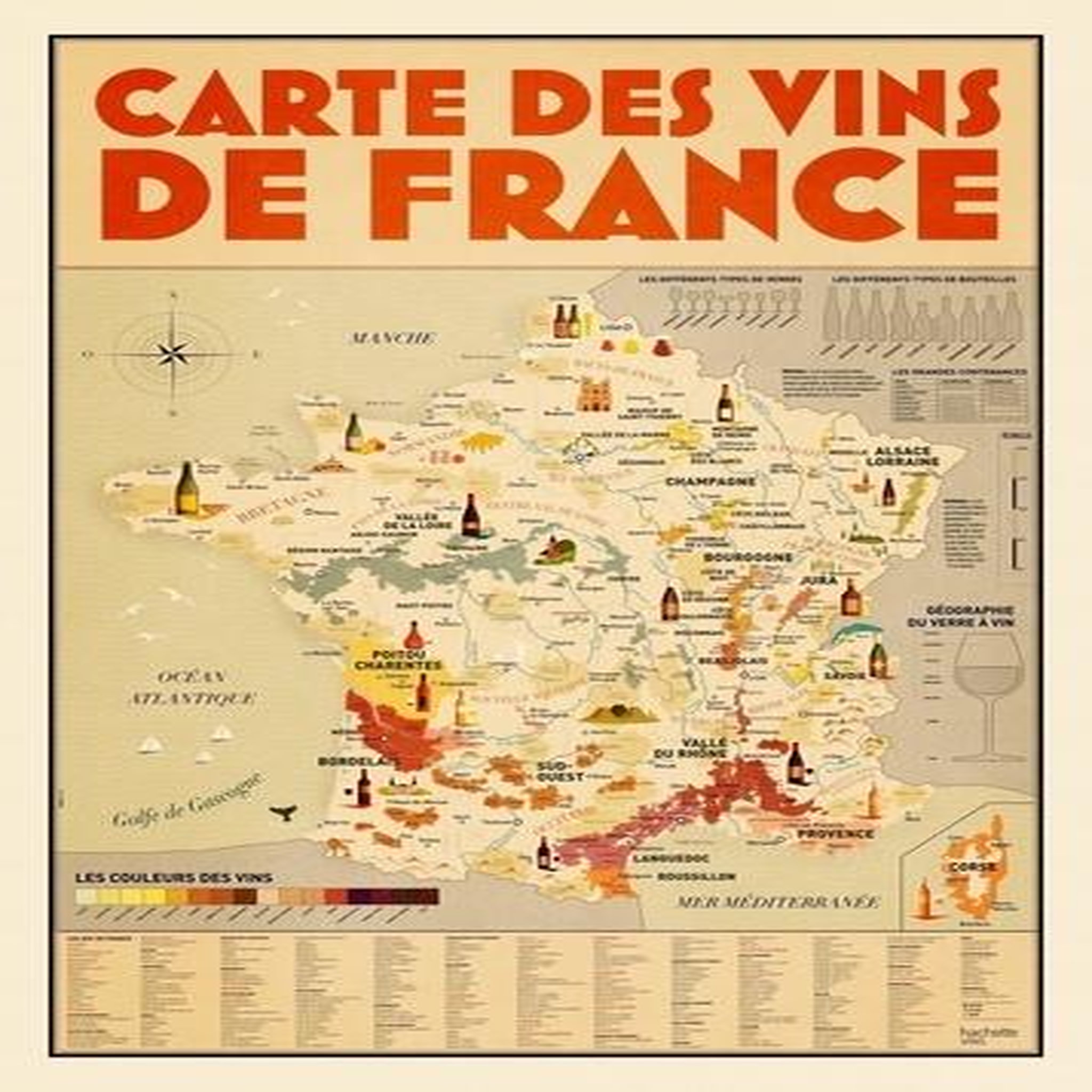 LA CARTE DES VINS DE FRANCE. UN POSTER GEANT INFORMATIF ET DECORATIF, Persan Mathieu