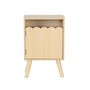 Voir la diapositive 2 : SWEEEK Table de chevet enfant décor bois naturel 1 porte. pieds bois de pin - 34 x 23.5 x 52 cm  - Azur