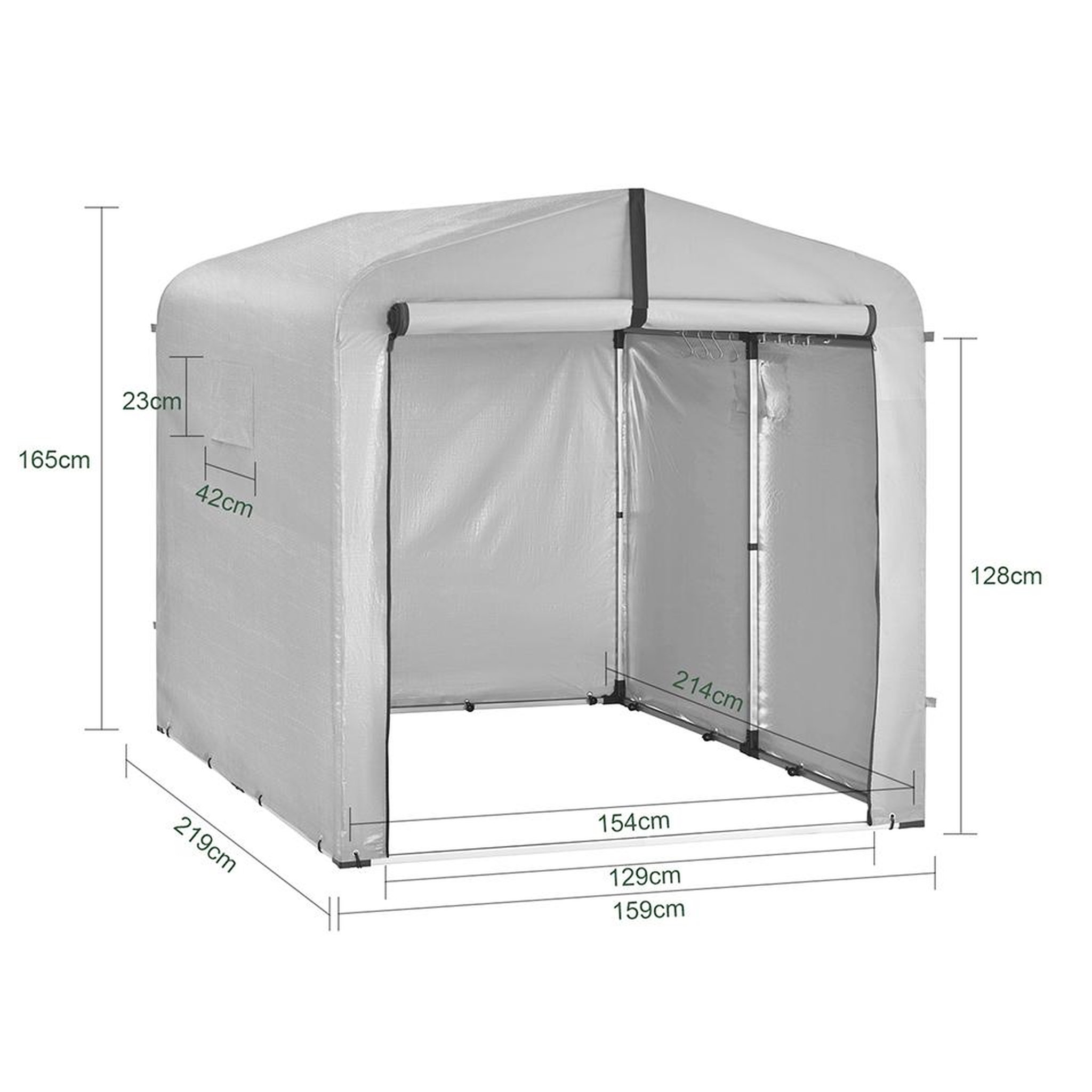Voir la diapositive 3 : SOBUY Abri Vélo avec Porte Rouleau Gris 219x159x165cm KLS11-II-L