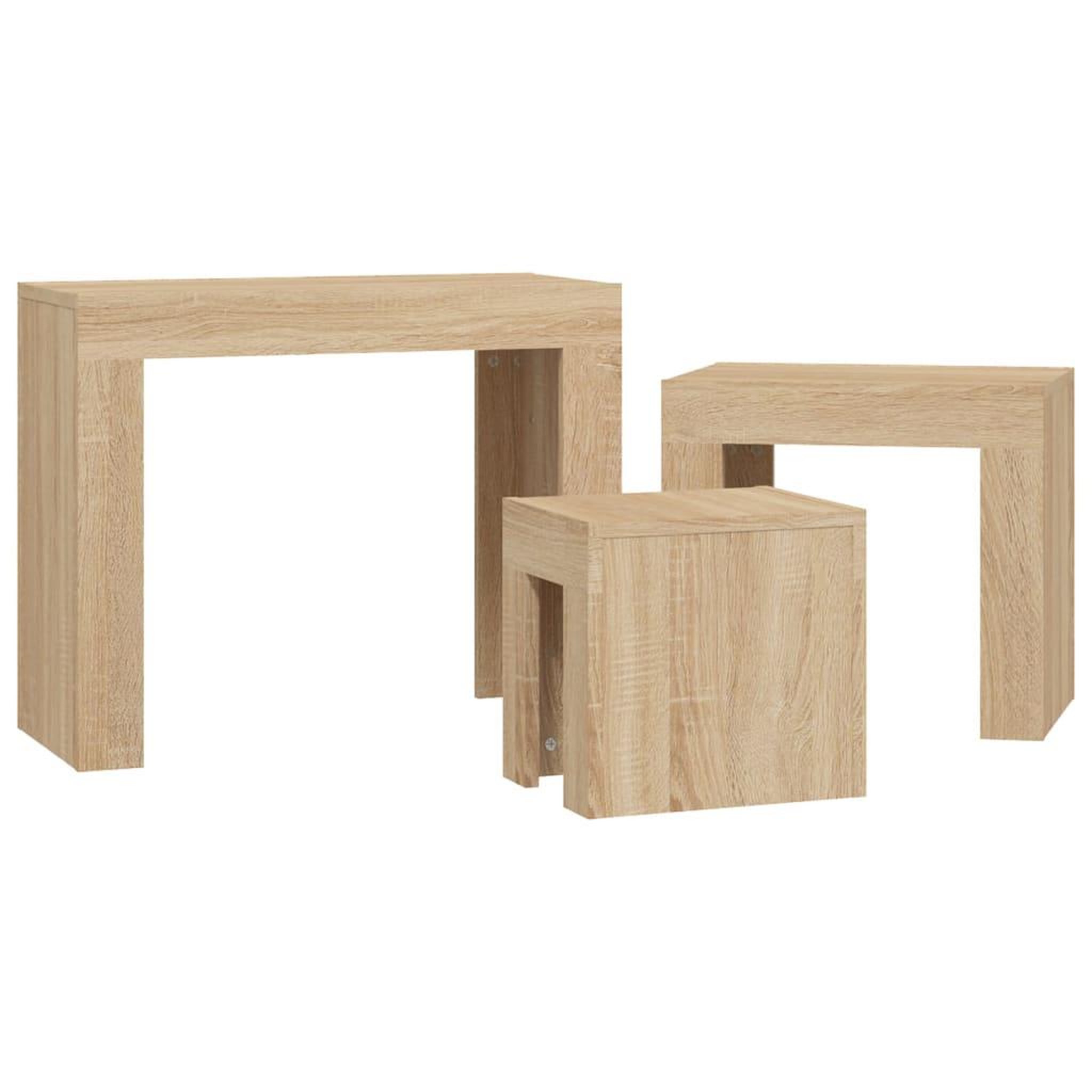 Voir la diapositive 5 : VIDAXL Tables basses gigognes 3 pcs chene sonoma bois d'ingenierie