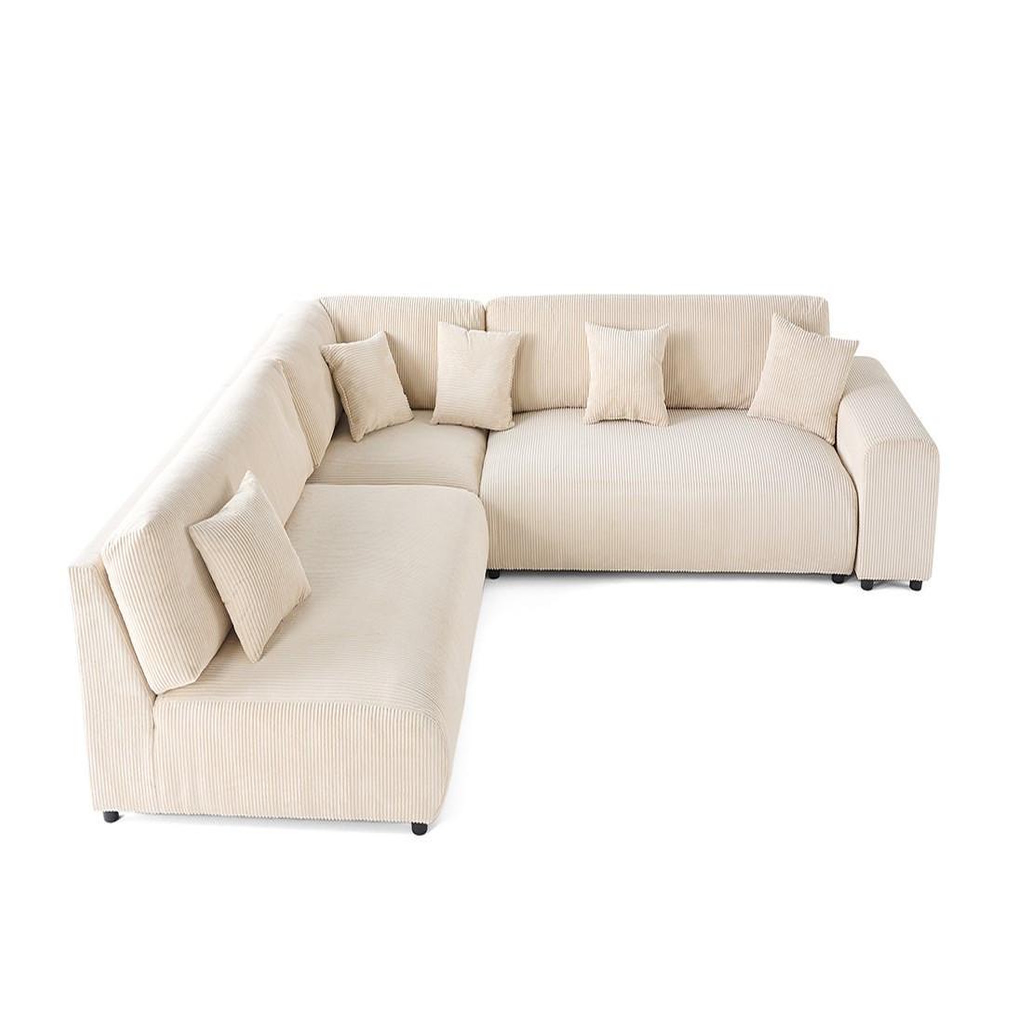Voir la diapositive 1 : BEST MOBILIER Garance - canapé modulable d'angle gauche - 6 places - en velours côtelé