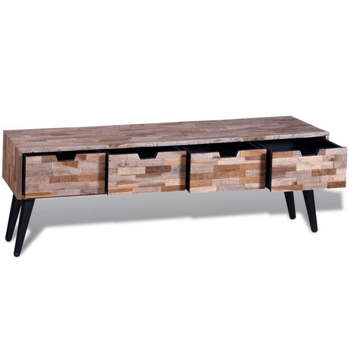 VIDAXL Table console TV avec 4 tiroirs Bois de teck recycle