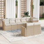 VIDAXL Salon de jardin avec coussins 8 pcs beige resine tressee