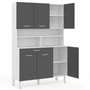Voir la diapositive 4 : ID MARKET Buffet de cuisine 120 CM CINA 6 portes + tiroir blanc et gris brillant
