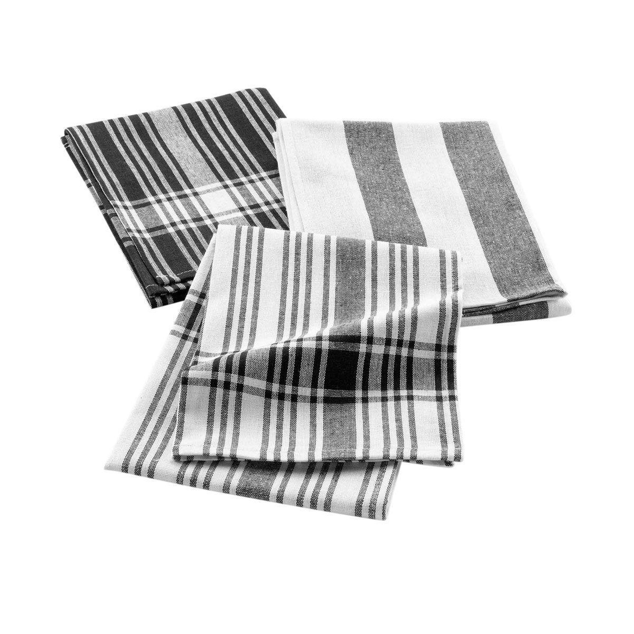 Douceur d'Intérieur Lot de 3 torchons  bayado  50x70cm noir