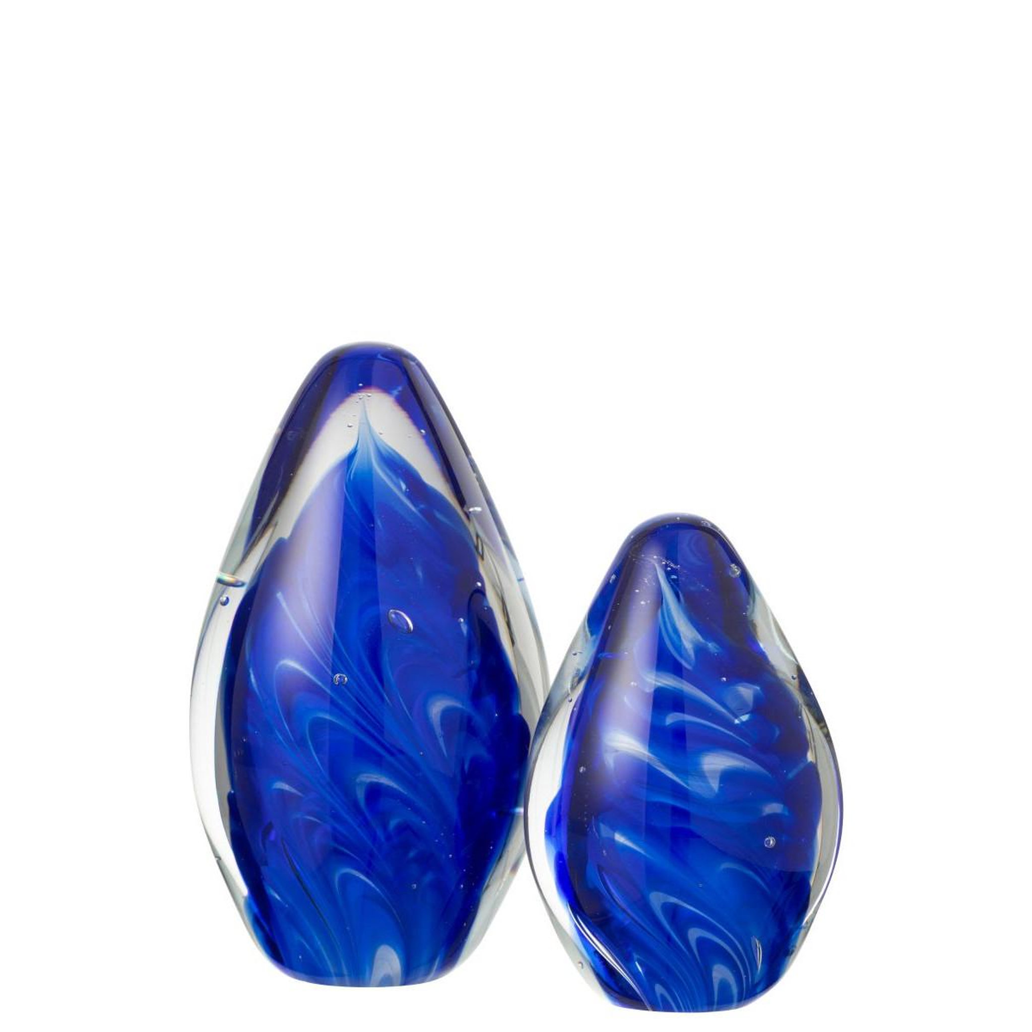 Voir la diapositive 2 : J-LINE Presse-papier ovale en verre  polypus  14cm bleu