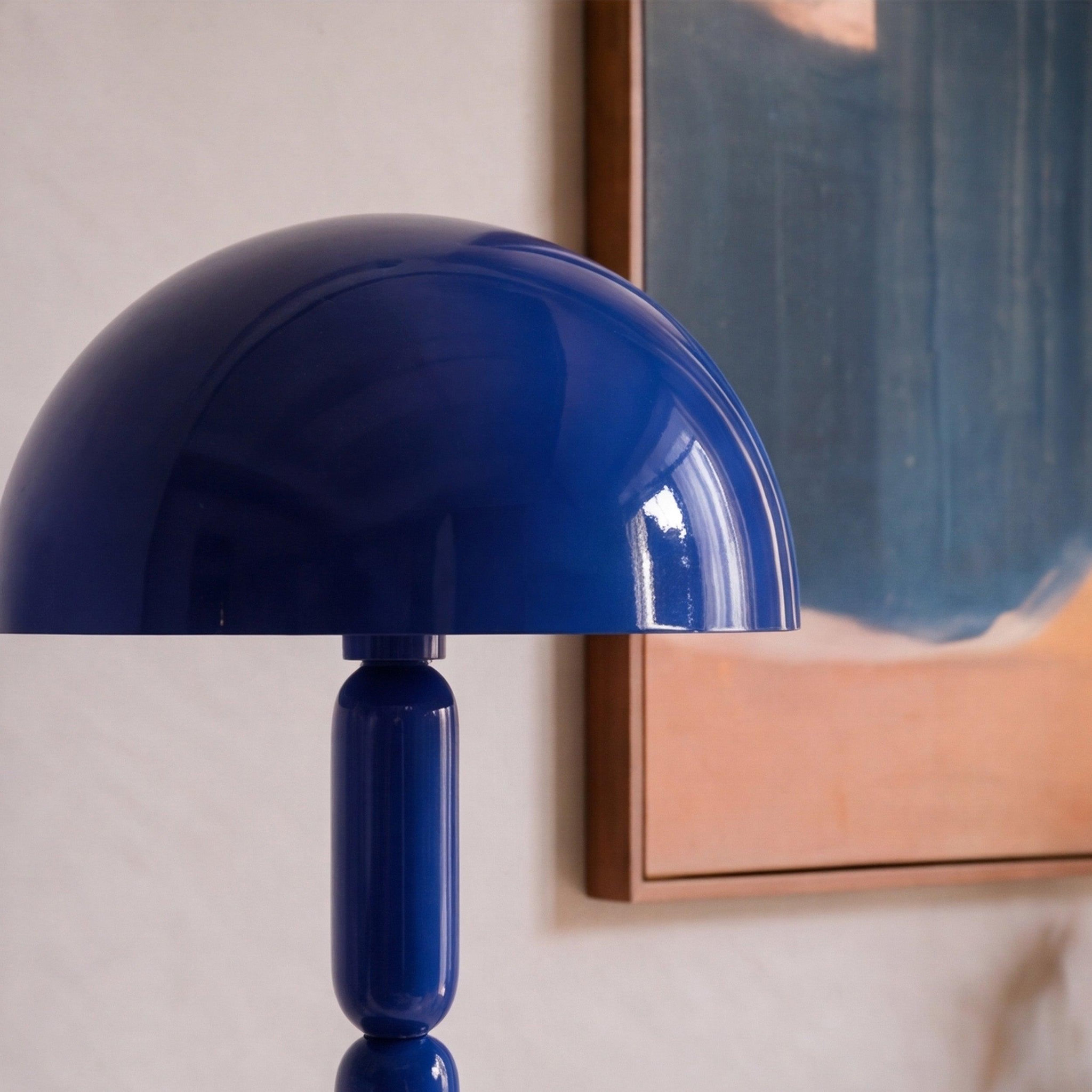 Voir la diapositive 3 : MAISON PAVANE Lampadaire en bois et métal bleu foncé-romy