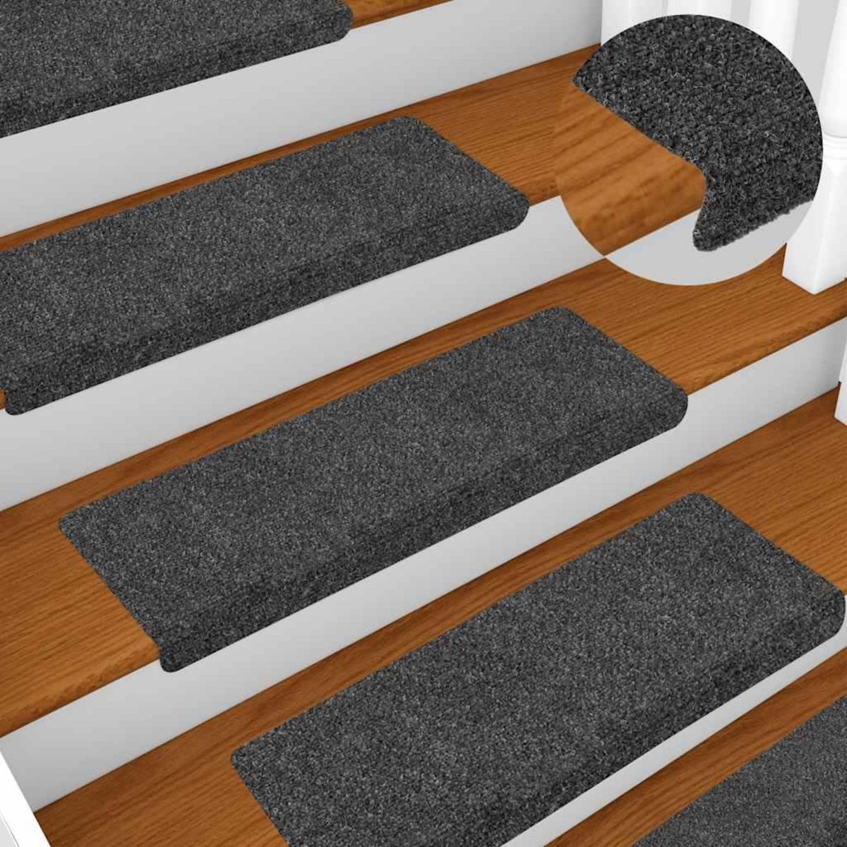 VIDAXL Tapis d'escalier autocollant 30 pcs anthracite 65x21x4 cm