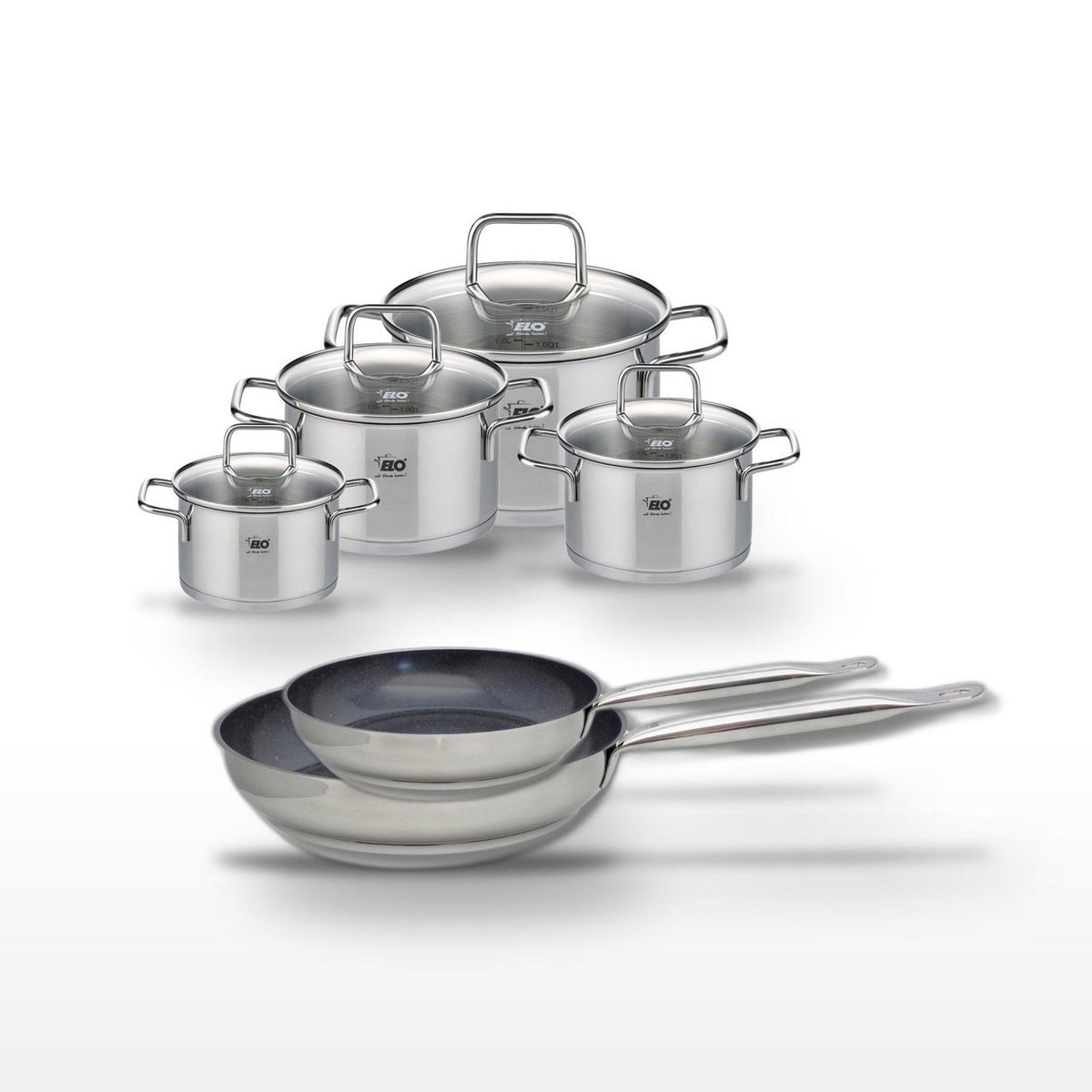 ELO Lot Poêles 24/28 cm et Faitouts 12/14/16/20 cm Elo Profi Therm Platinum