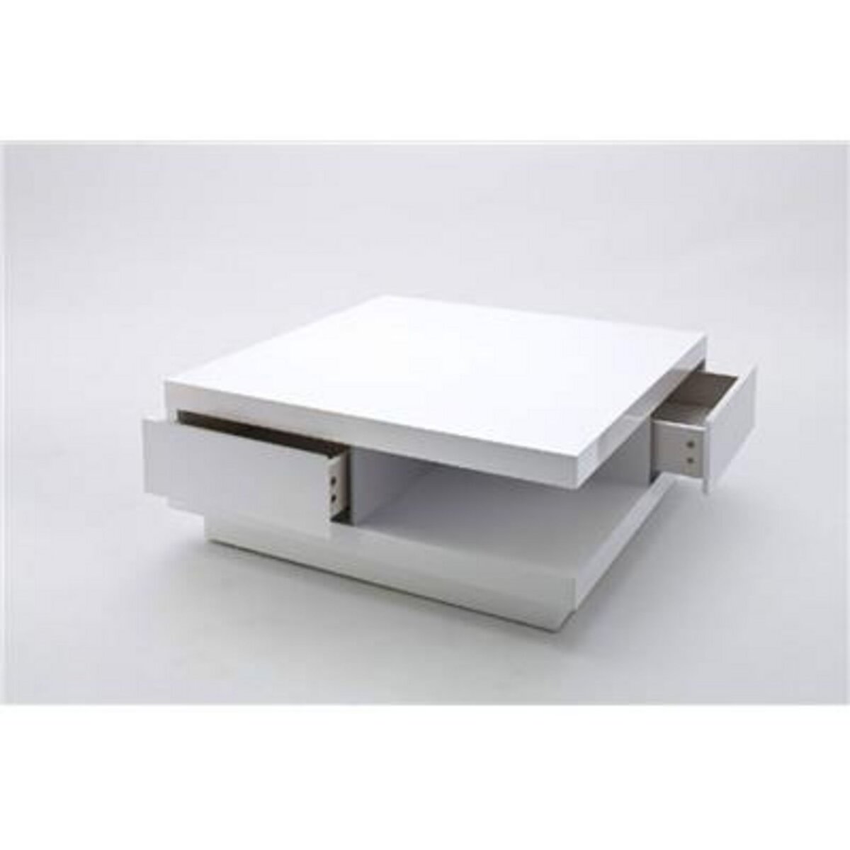 Table basse coffre avec plateau relevable et 2 tiroirs laqué blanc