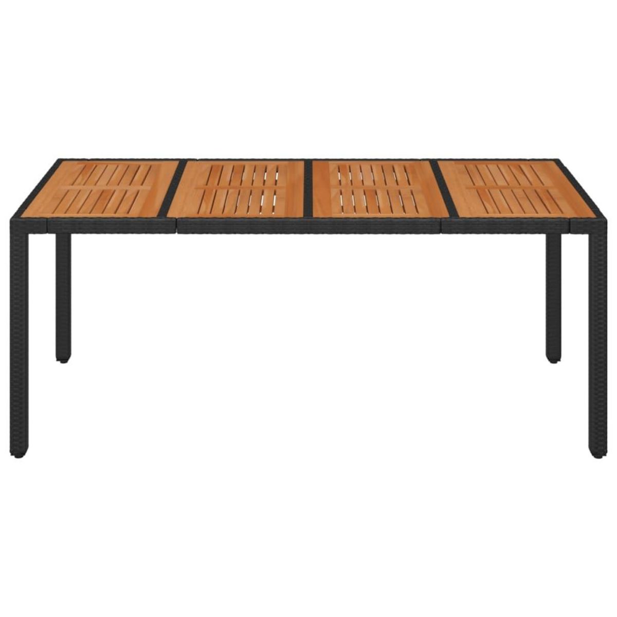 VIDAXL Table de jardin dessus en bois Noir 190x90x75 cm Resine tressee