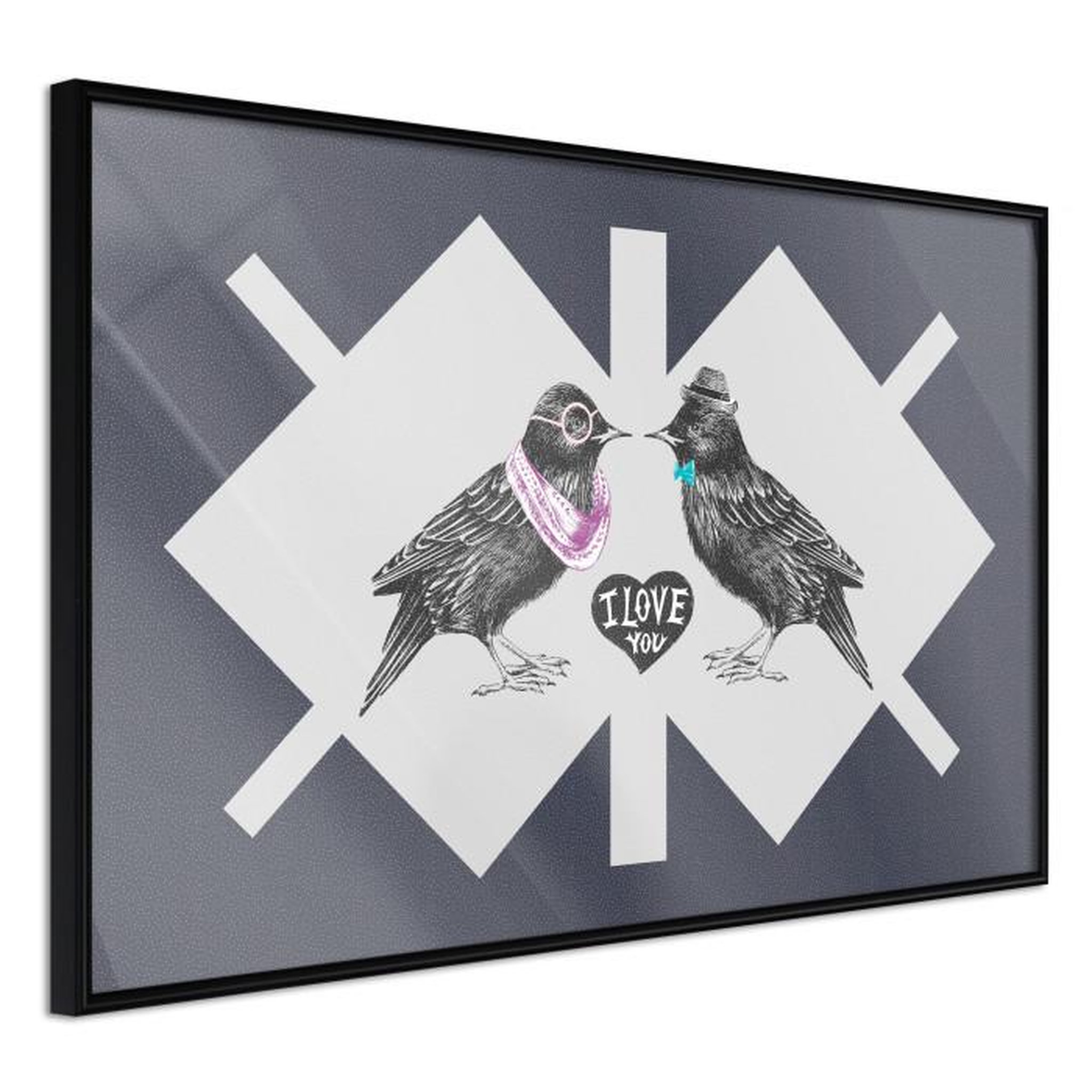Paris Prix Affiche Murale Encadrée  Bird Love. Coloris disponibles : Jaune, Noir