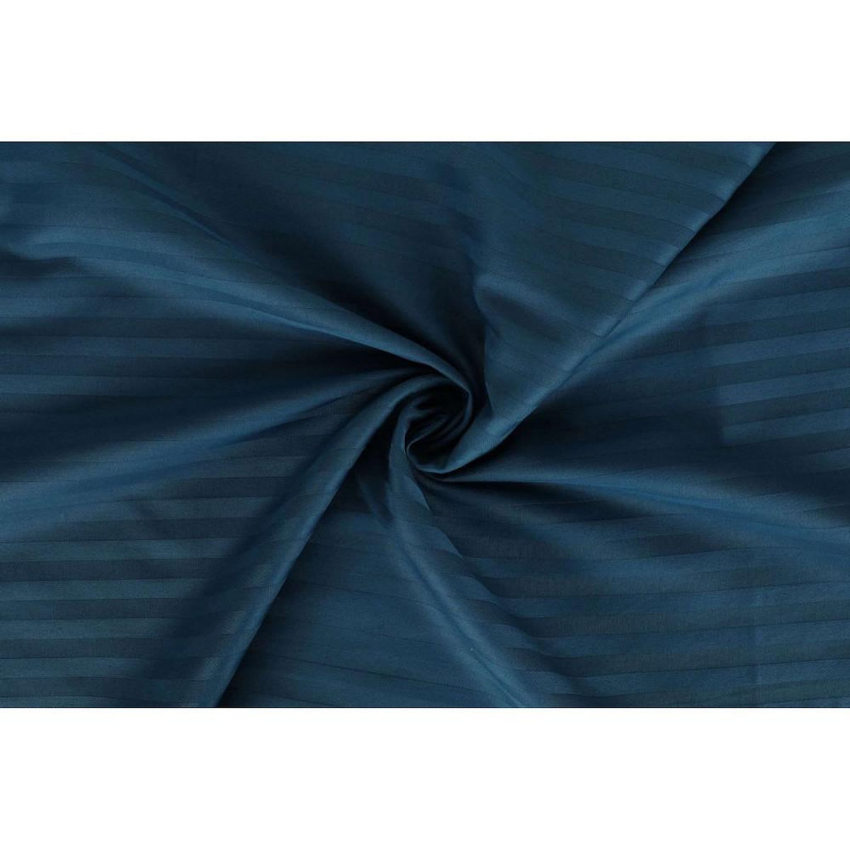 GENERIQUE Parure de lit - 1 housse de couette 140 x 200cm + 1 taies d'oreiller 60 x 60 cm - Satin - Imprimé rayures Bleu