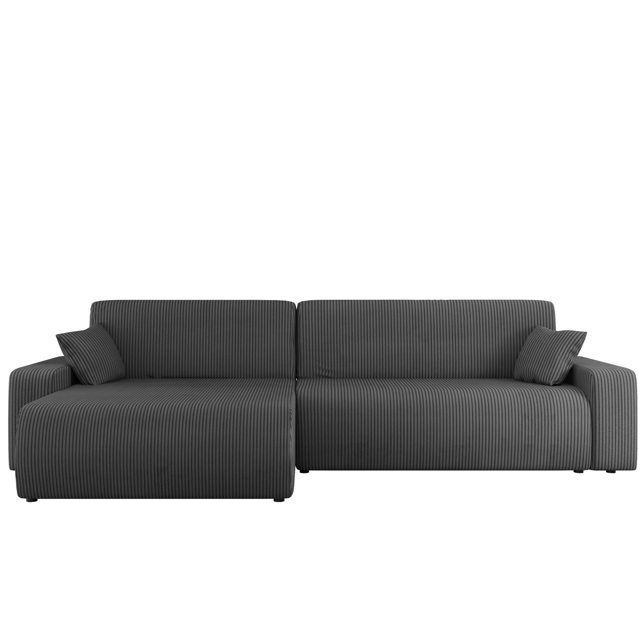 Voir la diapositive 1 : BEST MOBILIER Artemisa - canapé d'angle réversible 5 places convertible avec coffre en velours côtelé