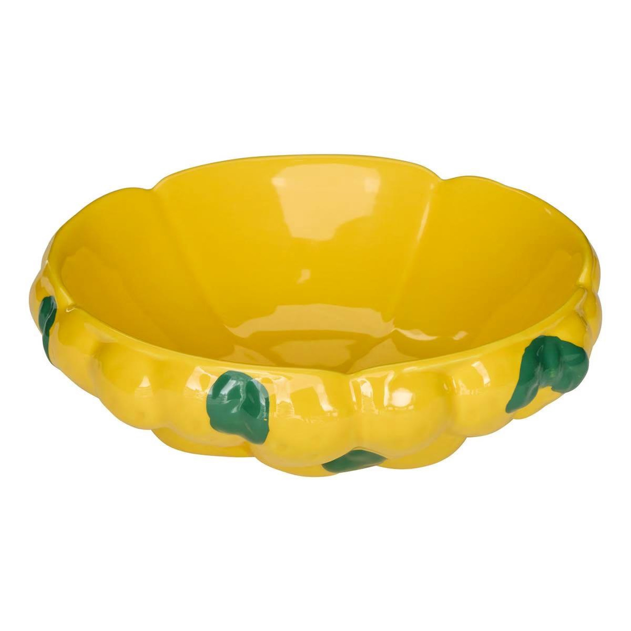 ATMOSPHERA Corbeille à fruits en dolomite  fruity  25cm jaune