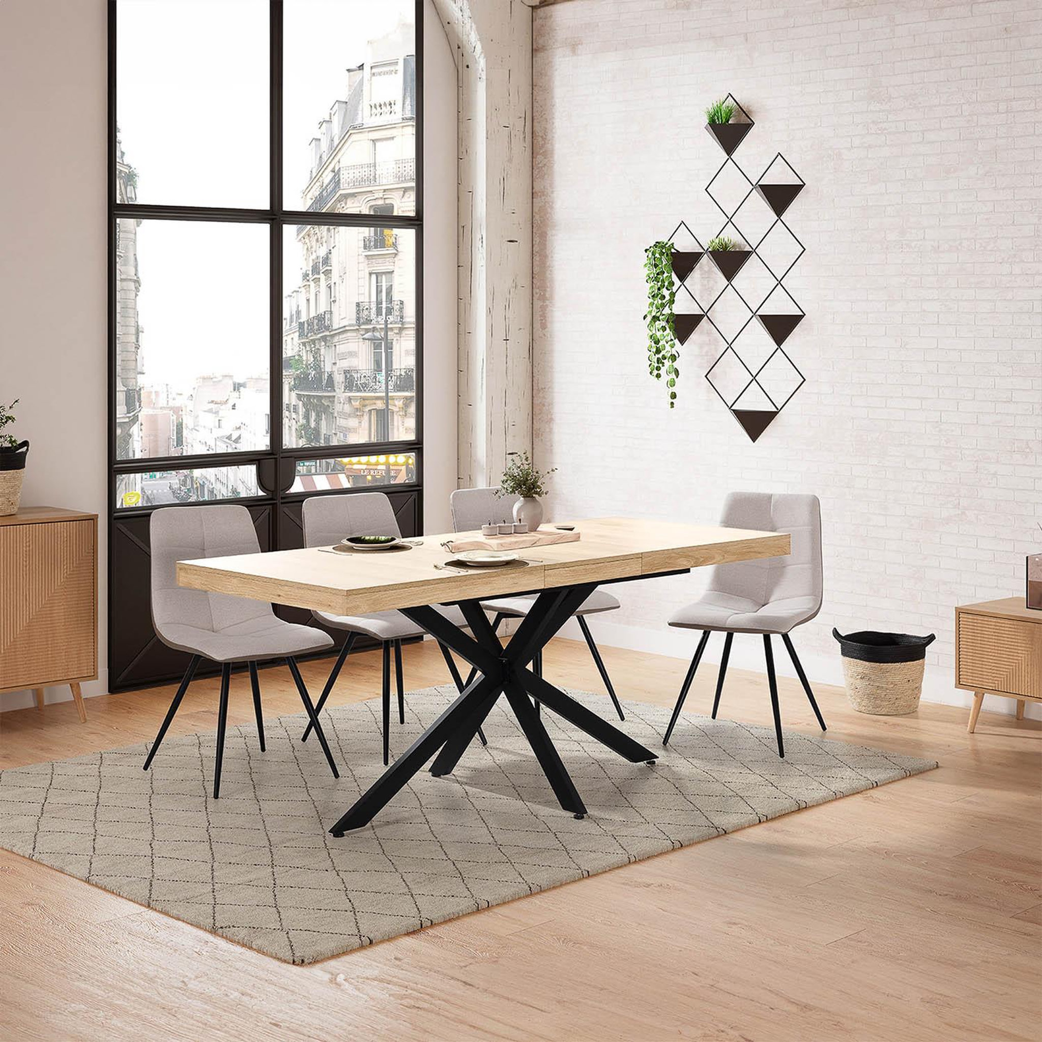 Voir la diapositive 2 : VS VENTA-STOCK Table de salle à manger extensible Genova couleur chêne, 140-180 cm