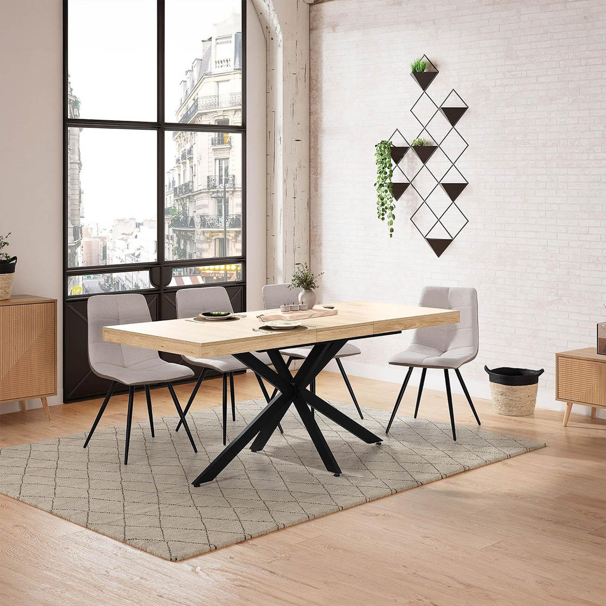 VS VENTA-STOCK Table de salle à manger extensible Genova couleur chêne, 140-180 cm