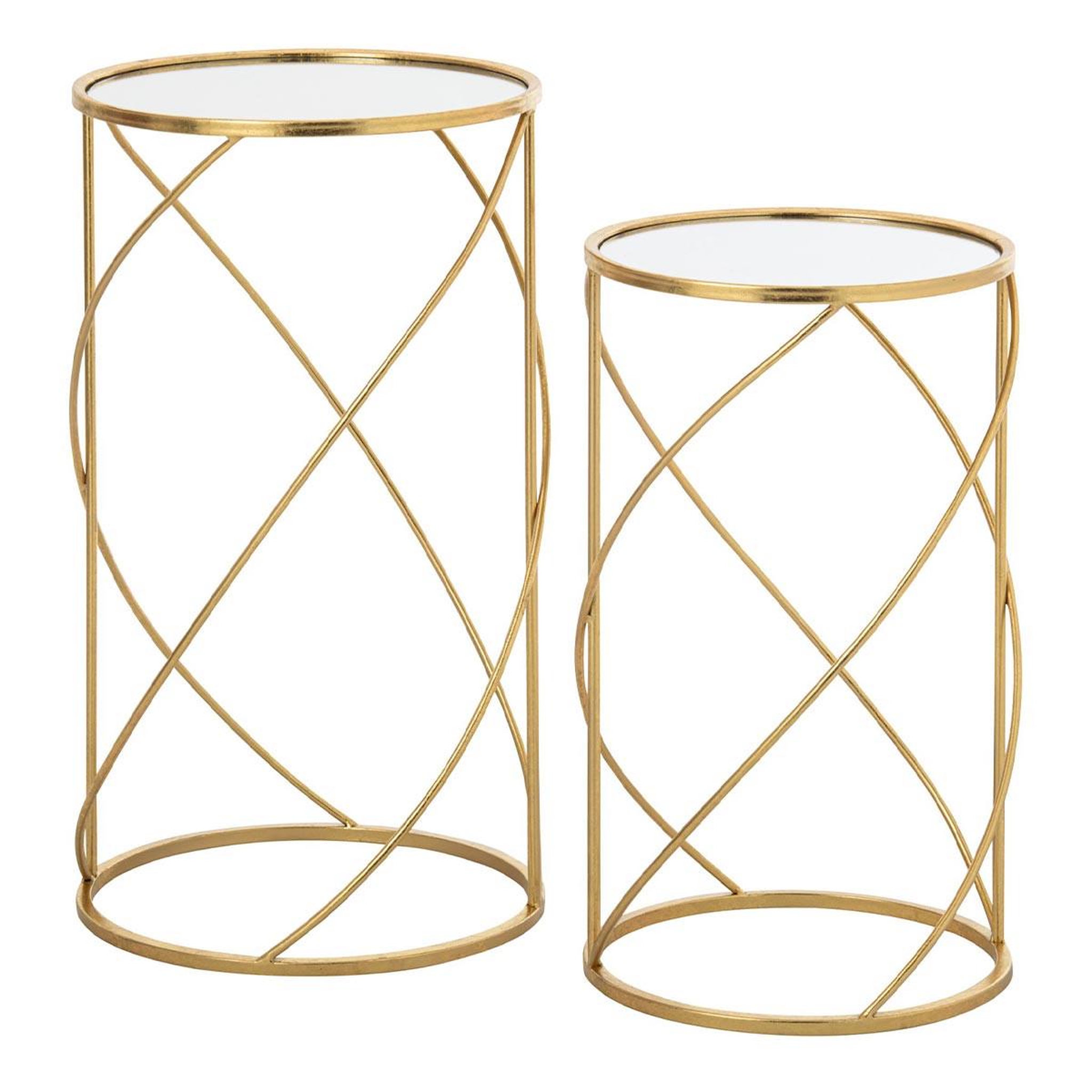 J-LINE Lot de 2 tables d'appoint  ingrid  70cm doré