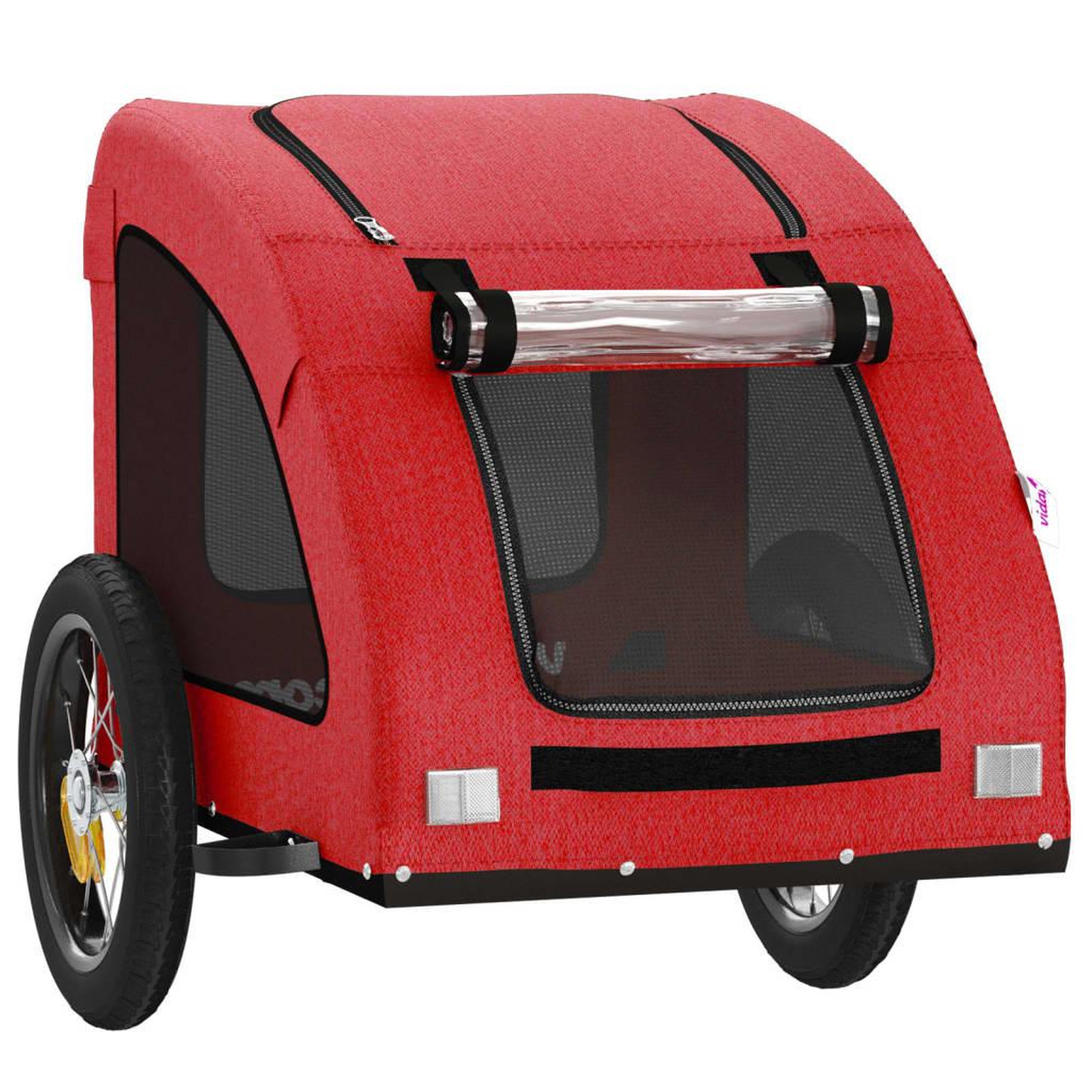 Voir la diapositive 5 : VIDAXL Remorque de velo pour animaux de compagnie rouge