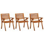 Voir la diapositive 2 : VIDAXL Chaises a manger de jardin avec coussins lot de 3 Acacia massif
