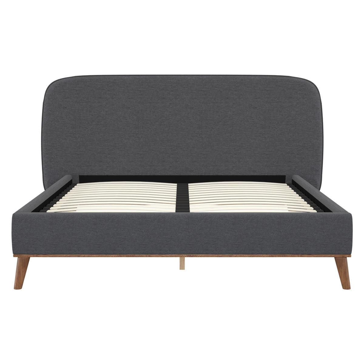 Rendez vous déco Lit double 140x190 cm en tissu gris/beige - Modjo