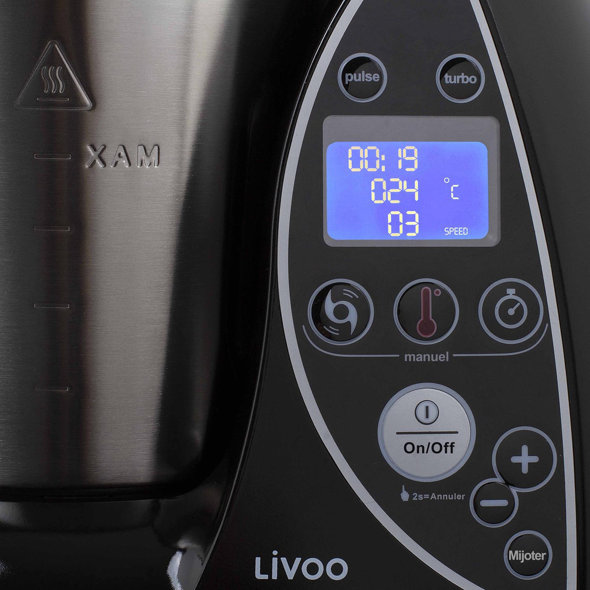 Voir la diapositive 3 : LIVOO Robot culinaire chauffant 3l 1500w noir - dop142n
