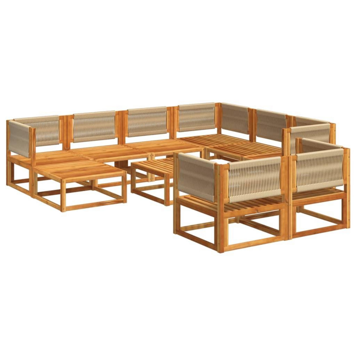 VIDAXL Salon de jardin avec coussins 10 pcs bois d'acacia solide