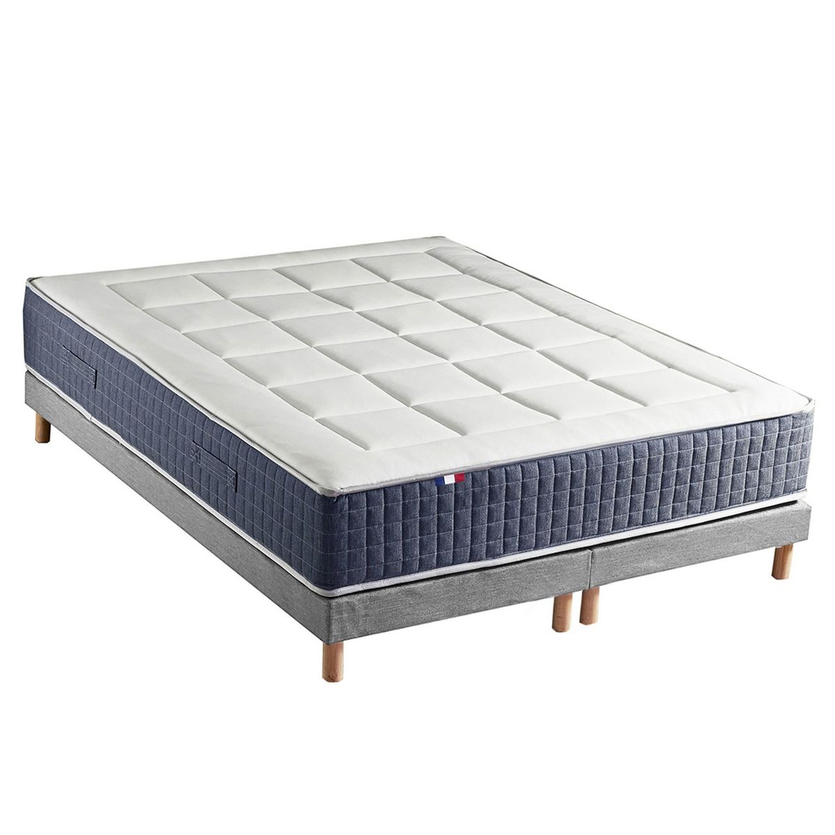 IDLITERIE Ensemble Matelas Ressort 7 zones + Mémoire de forme + Sommier KING STYLE Fabriqué en France