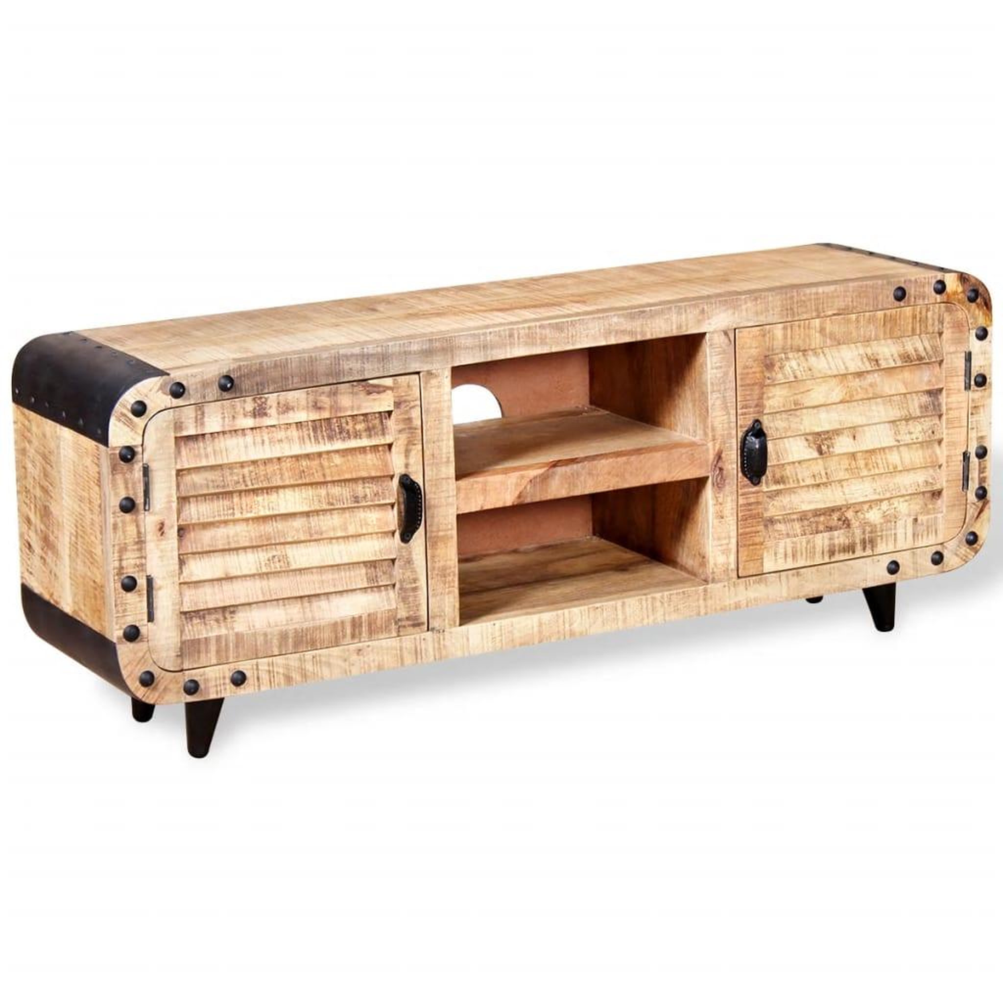 Voir la diapositive 1 : VIDAXL Meuble TV Bois de manguier massif 120x30x50 cm