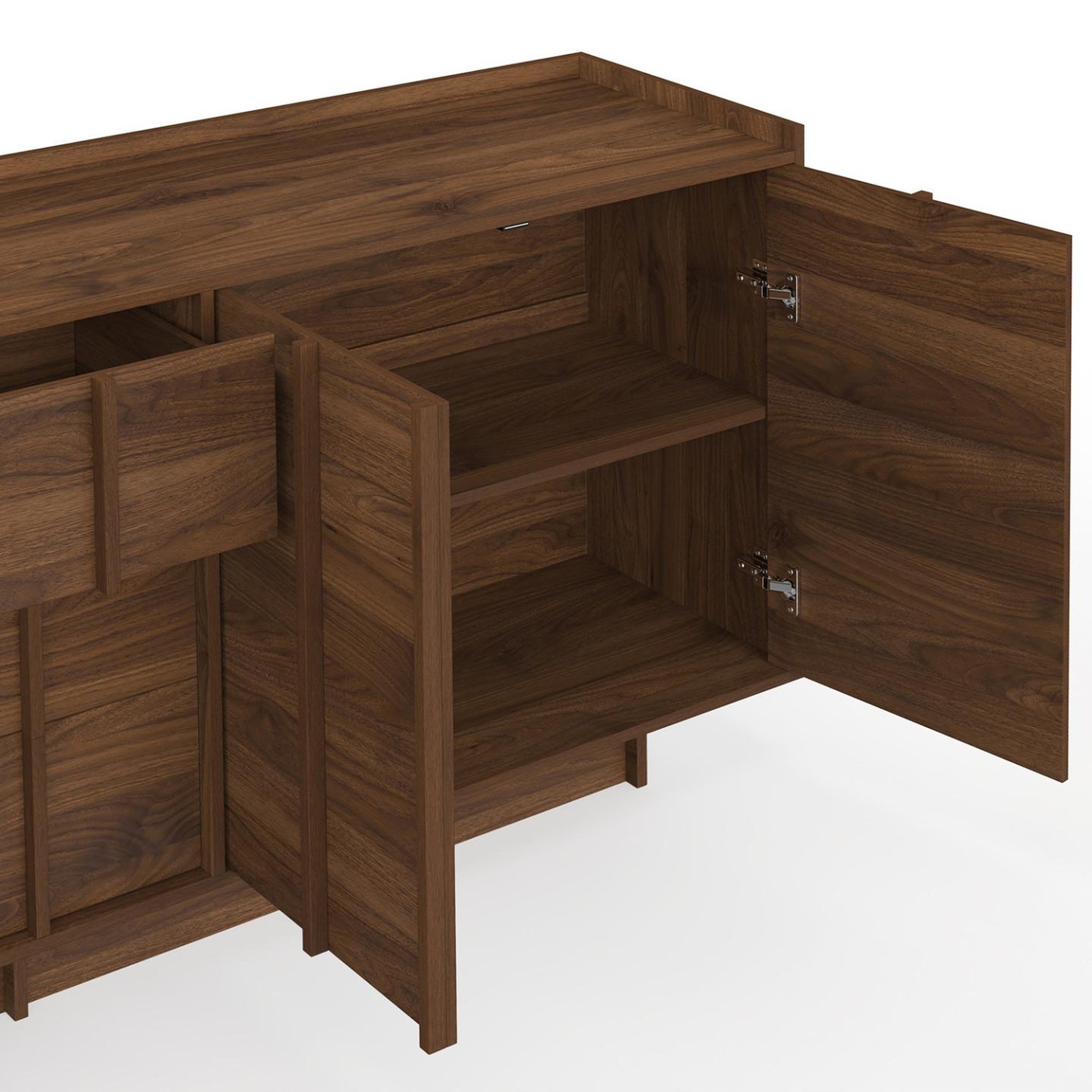 Voir la diapositive 6 : ID MARKET Buffet 200 cm rosie 4 portes et 3 tiroirs façon noyer design minimaliste