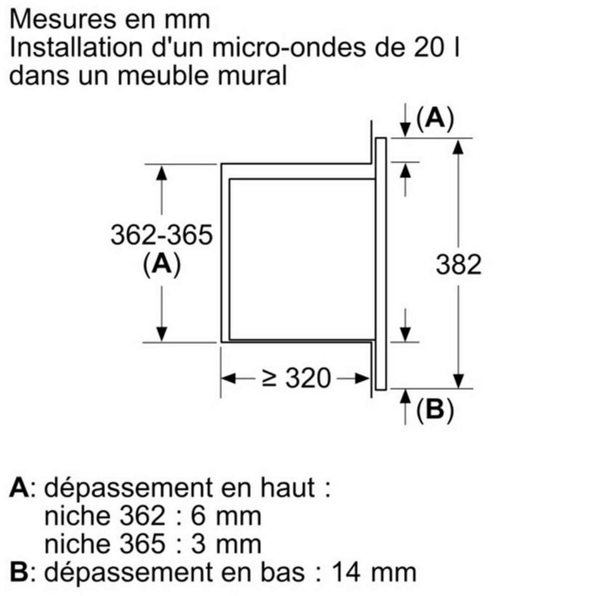BOSCH Micro-ondes solo 20l 800w encastrable noir - bfl623mb3f