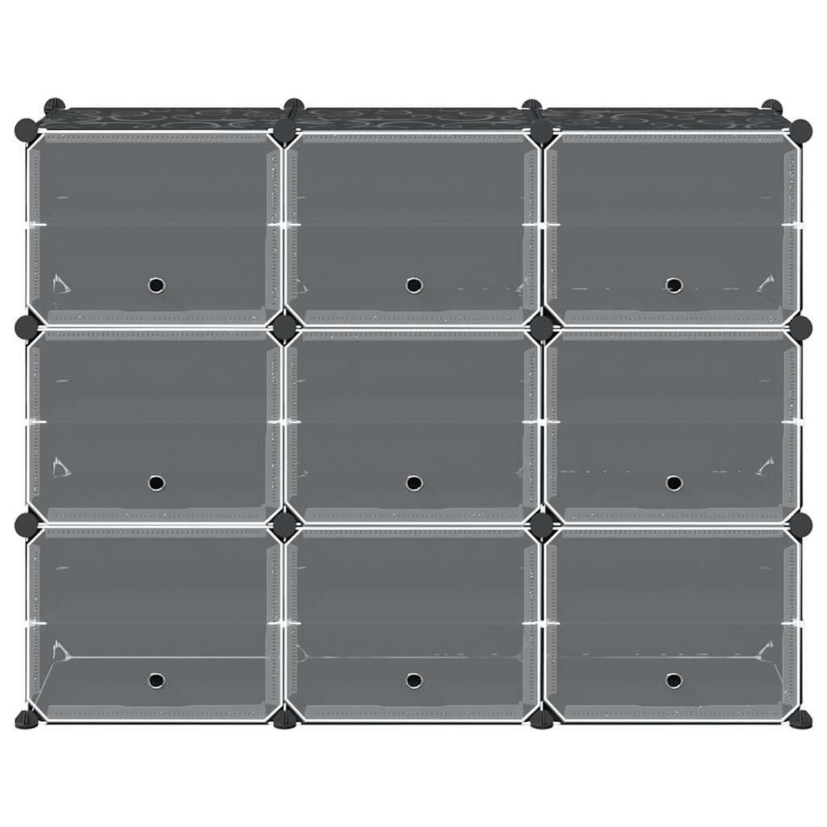 VIDAXL Cubes de rangement 9 pcs avec portes noir PP