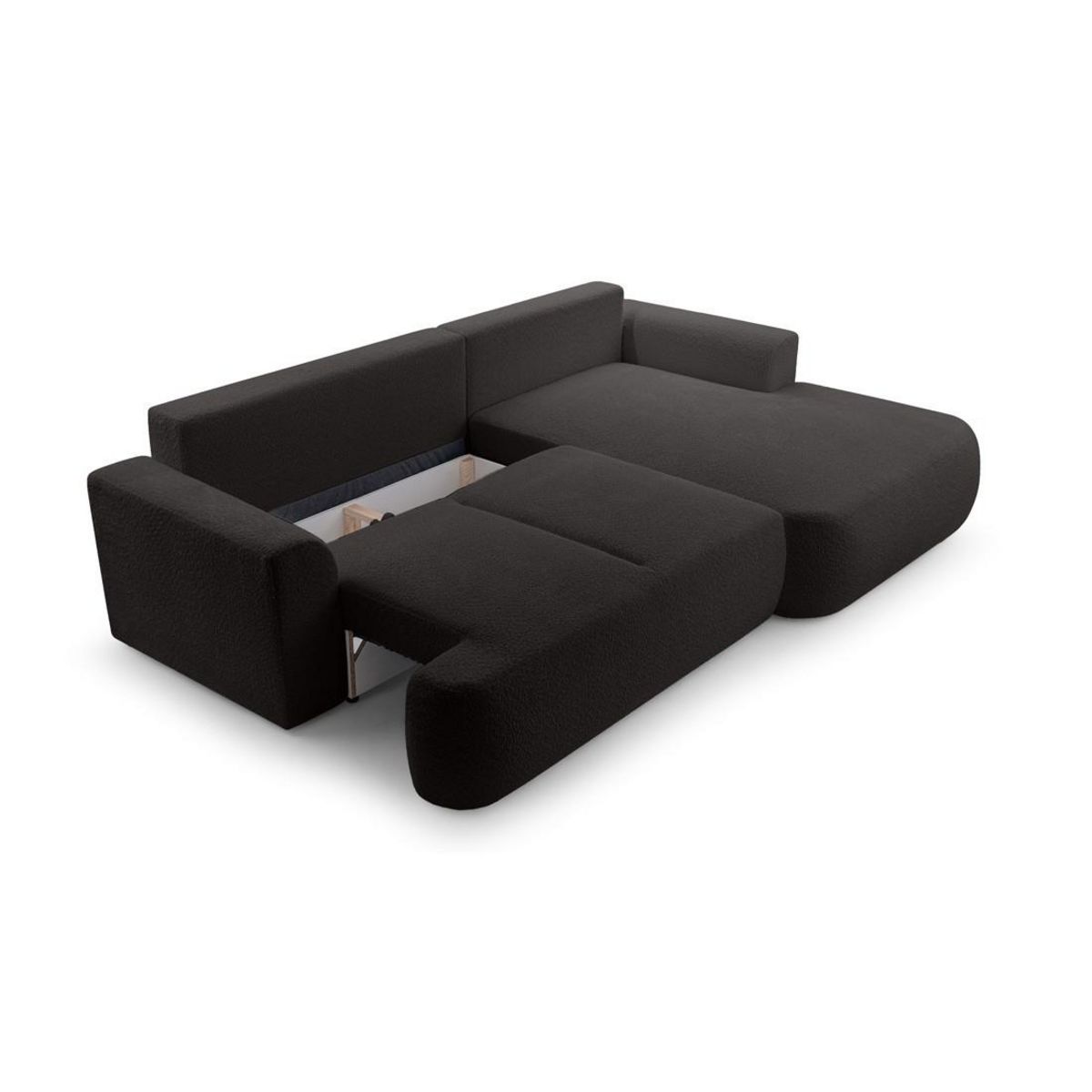 BEST MOBILIER Candela - canapé d'angle droit 4 places - convertible avec coffre - en tissu bouclette