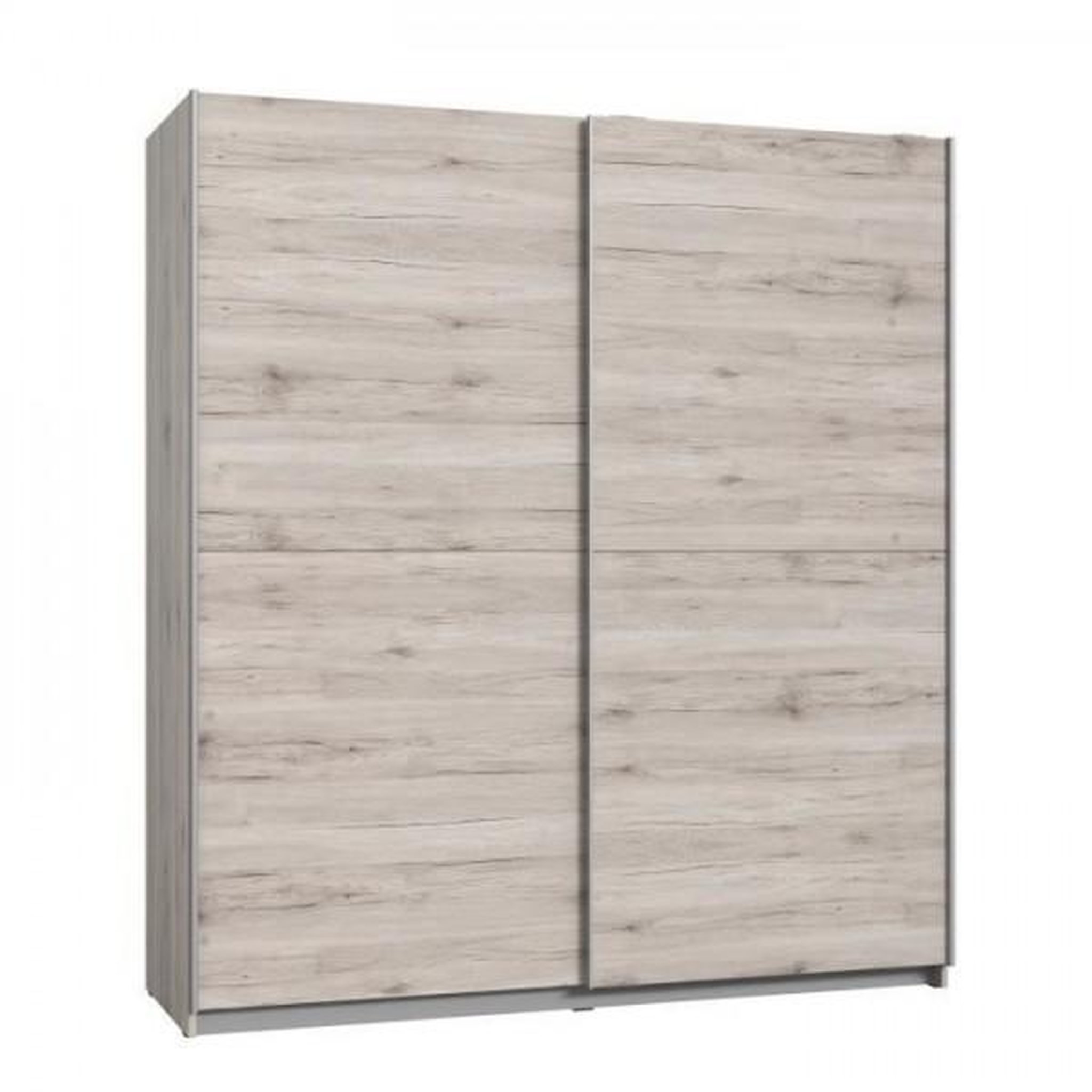 Voir la diapositive 5 : MARKET24 Armoire 2 portes coulissantes - Panneaux de particules - Décor chene cendré clair - L 170,3 x P 61,2 x H 190,5 cm - ULOS